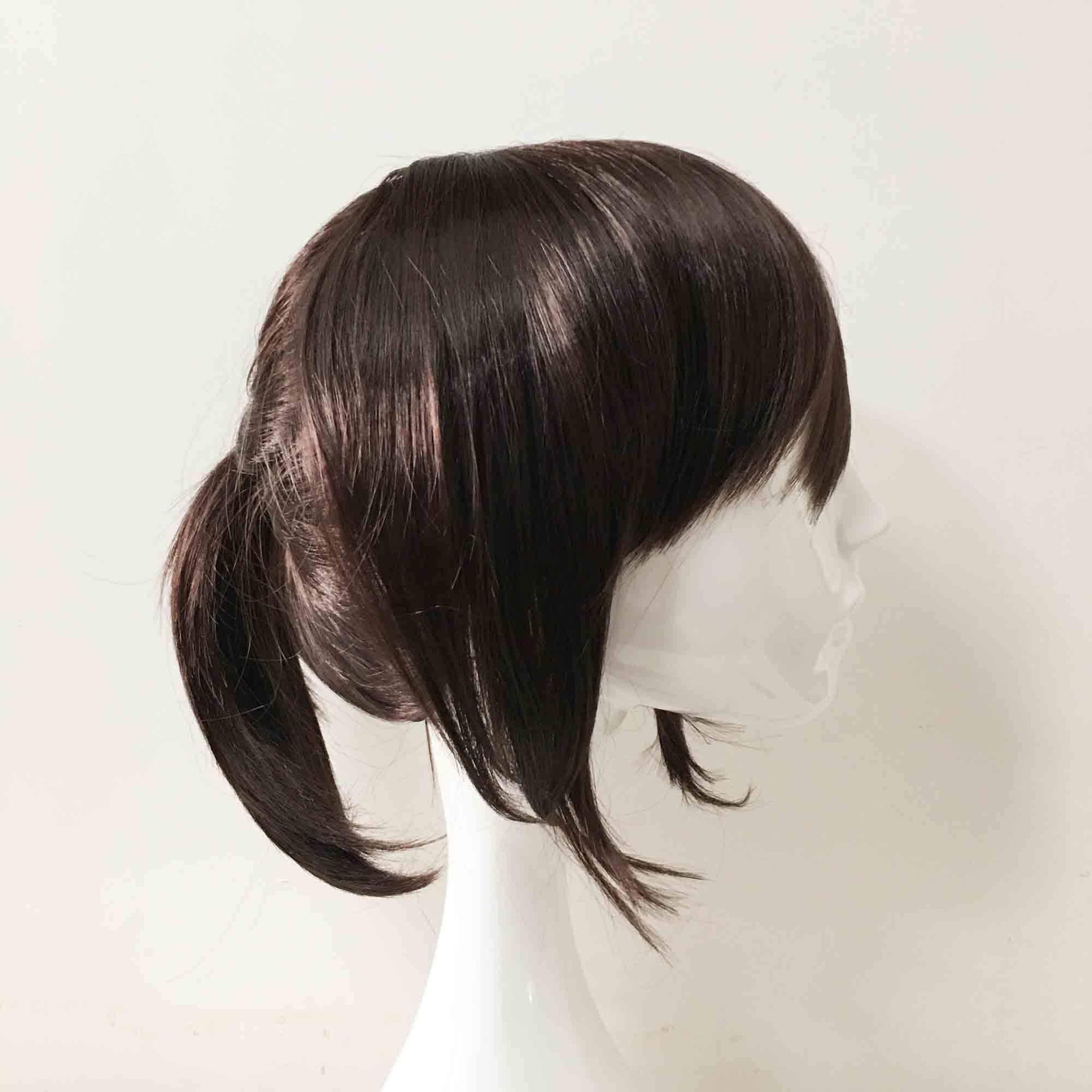 nevermindyrhead Women Dark Brown Short Straight Detachable Ponytail Cosplay Wig