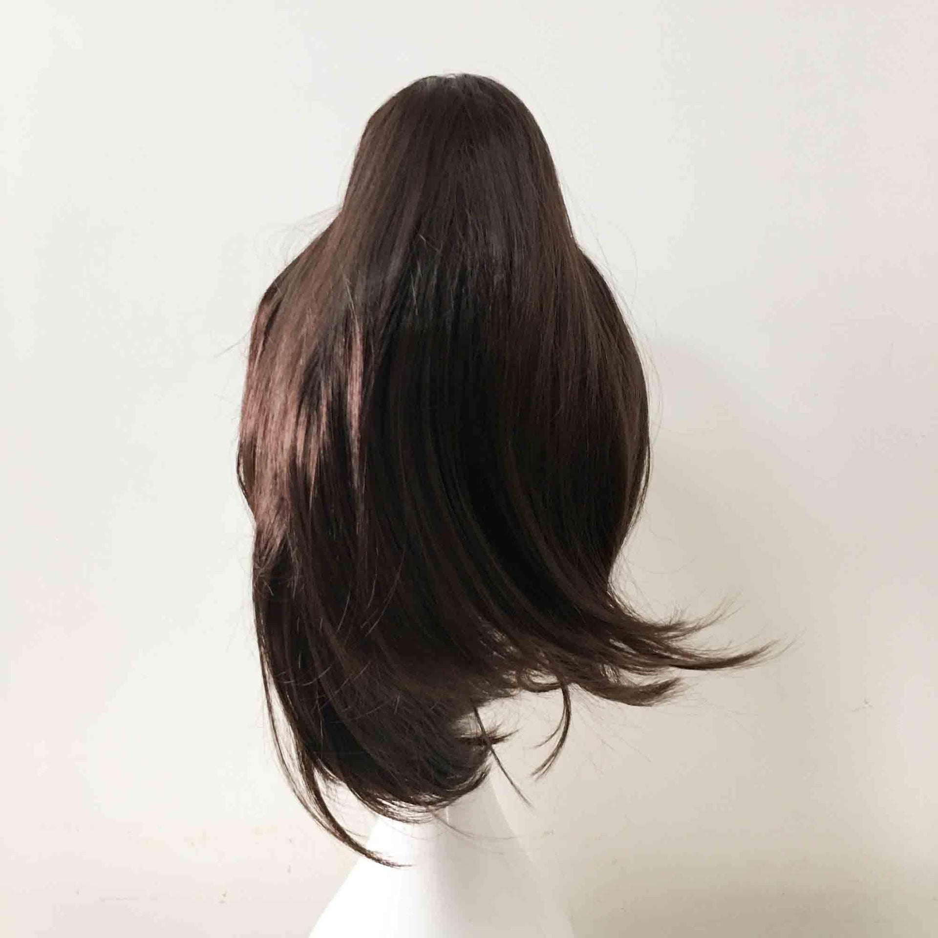 nevermindyrhead Women Dark Brown Short Straight Detachable Ponytail Cosplay Wig