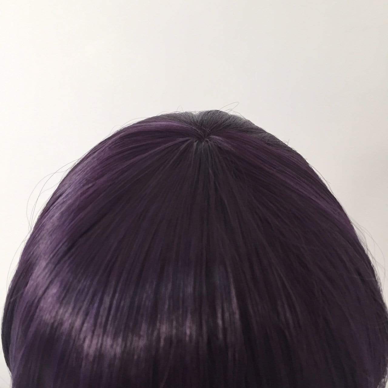 nevermindyrhead Women Dark Purple Short Straight Bob Blunt Bangs Wig