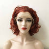 Women Dark Red Lace Front Short Curly Vintage Style Slicked Back Wig