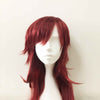 Women Dark Red Long Straight Fringe Bangs Mullet Wig