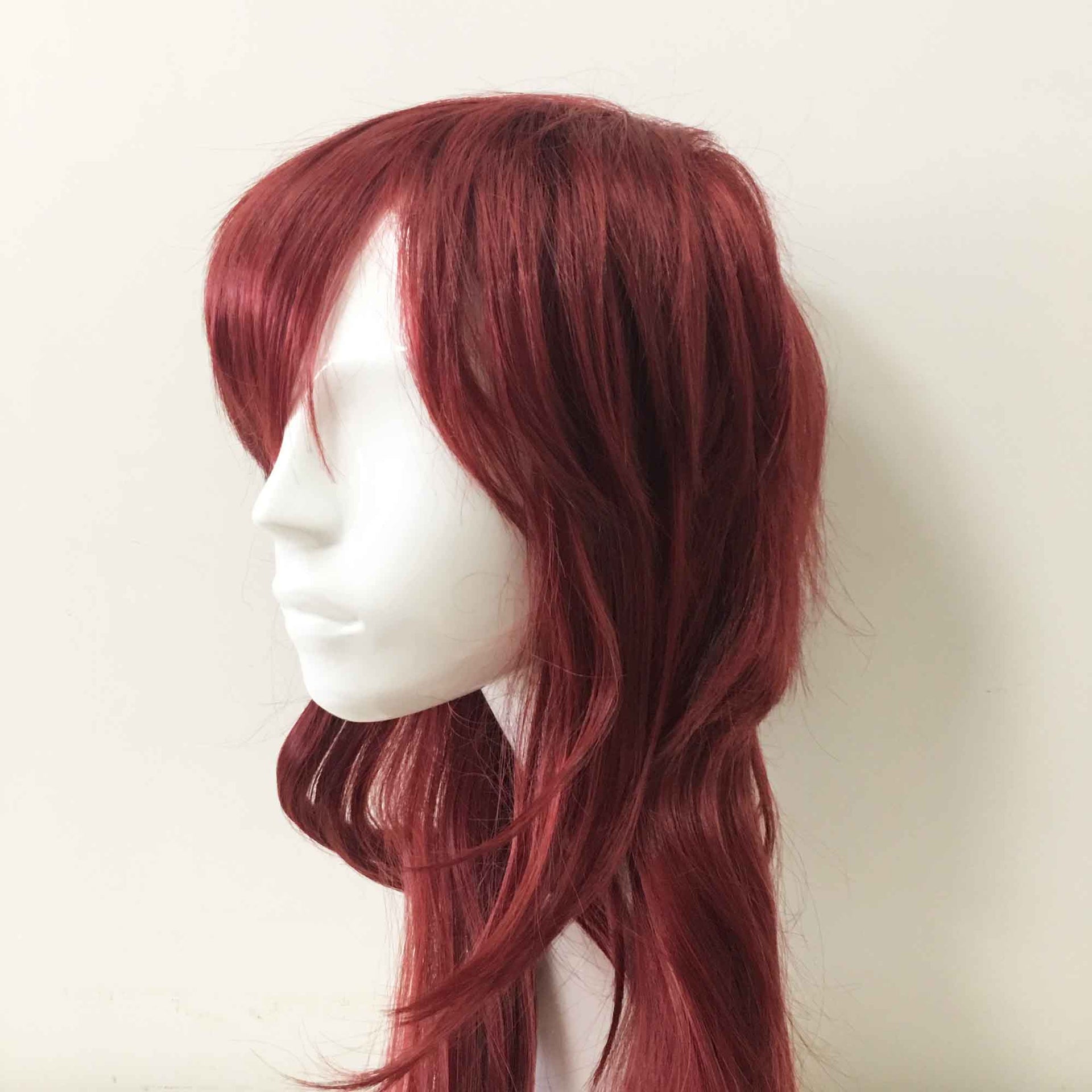 nevermindyrhead Women Dark Red Long Straight Fringe Bangs Mullet Wig