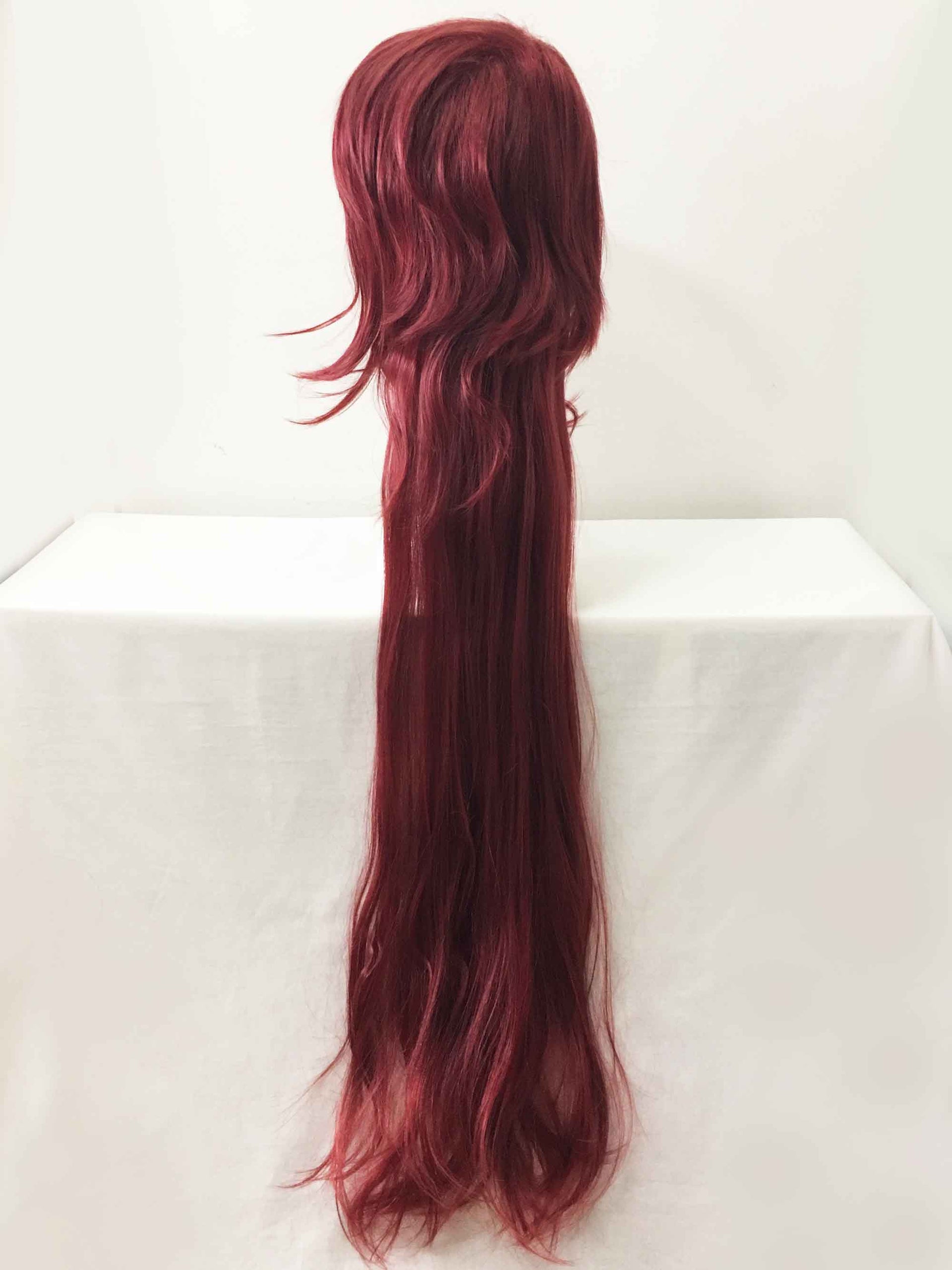 nevermindyrhead Women Dark Red Long Straight Fringe Bangs Mullet Wig