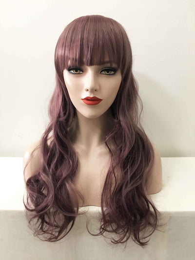Women Dusty Purple Long Wavy Fringe Bangs Fringe Bangs Wig