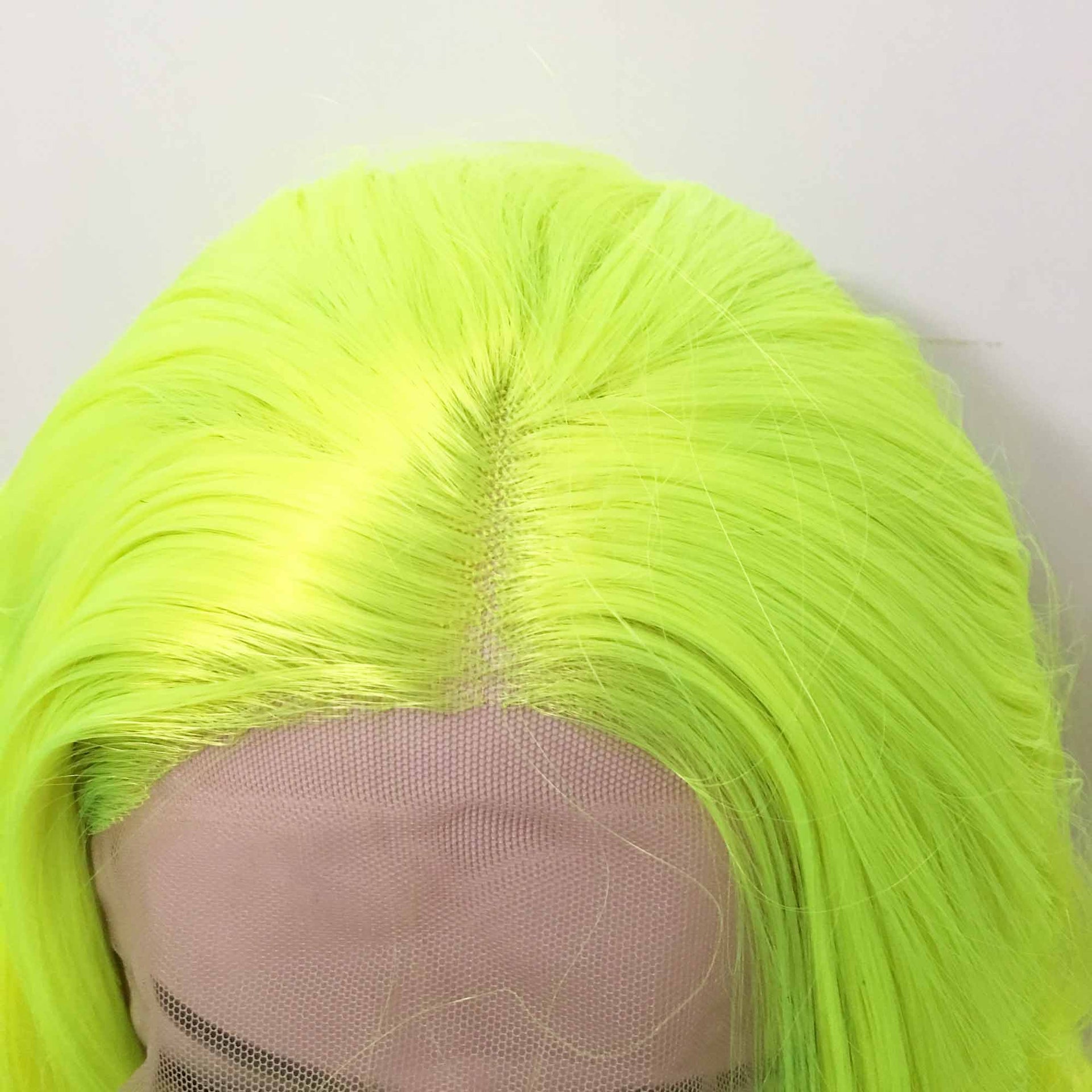 nevermindyrhead Women Fluorescent Yellow Lace Front Long Curly Middle Part Wig