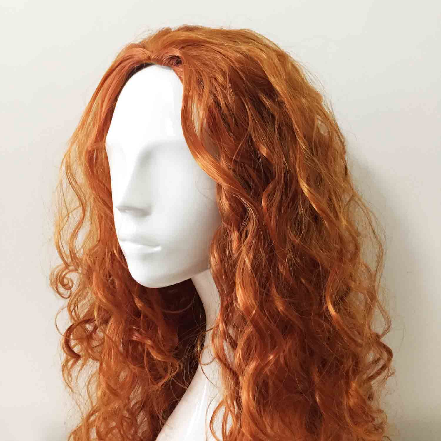 nevermindyrhead Women Ginger Brown Long Curly Slicked Back Cosplay Wig