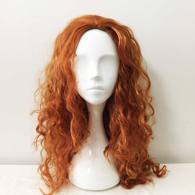 Women Ginger Brown Long Curly Slicked Back Cosplay Wig