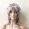 Women Gray Medium-Length Wolf Cut Straight Fringe Bangs Punk Mullet Cosplay Wig
