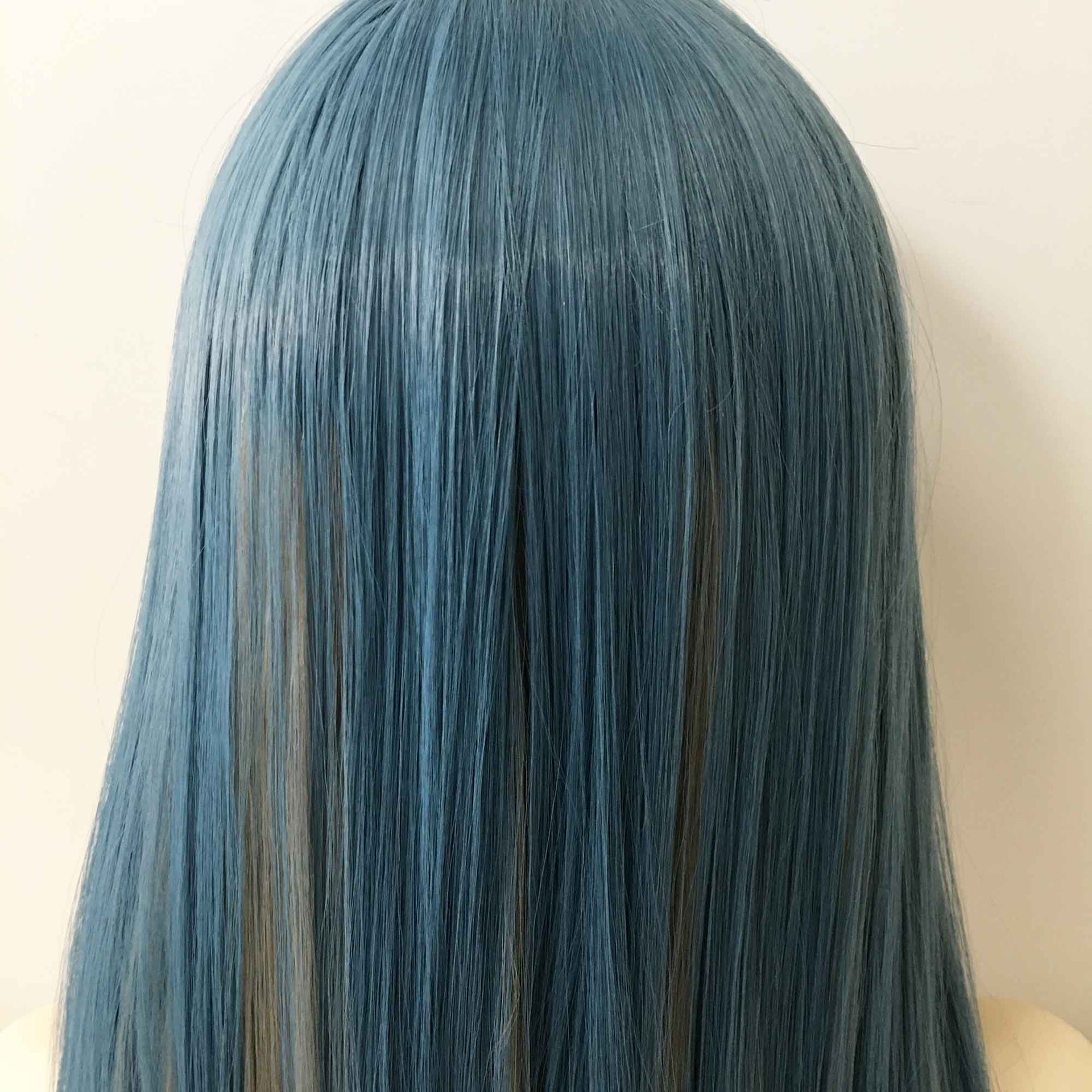 nevermindyrhead Women Grayish Blue Two Tone Long Straight Thick Bangs Wig