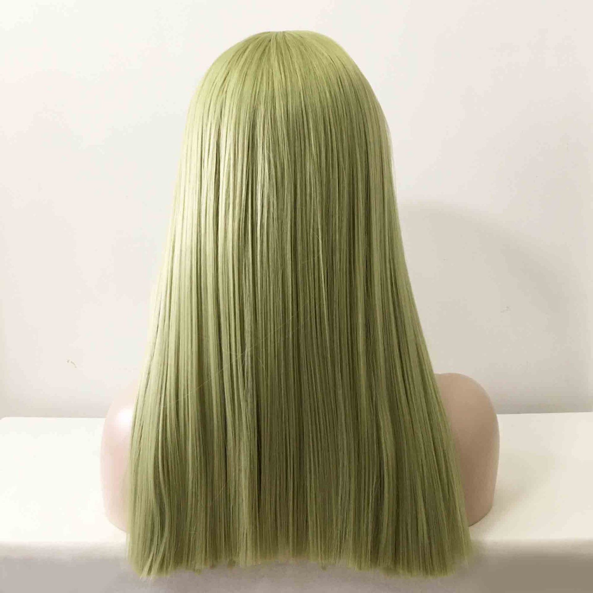 nevermindyrhead Women Green Long Straight Fringe Bangs Blunt End Wig