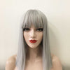 Women Gray Long Straight Fringe Bangs Blunt End Wig