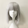 Women Gray Medium Length Straight Bob Blunt Bangs Cosplay Wig