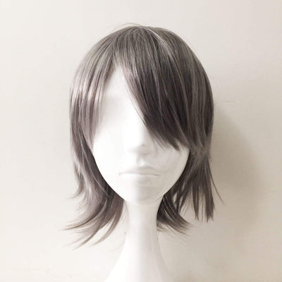 Women Gray Short Straight Side Swept Bangs Cosplay Wig