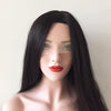 Women Black Lace Front Long Straight Middle Part Classic Wig