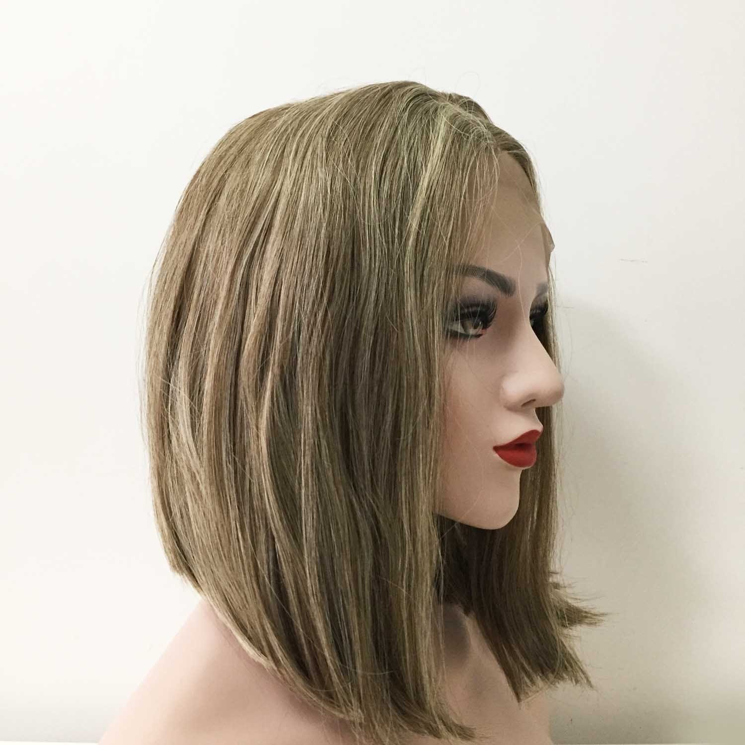nevermindyrhead Women Lace Front Dark Ash Blonde Medium Length Middle Part Straight Hair Wig