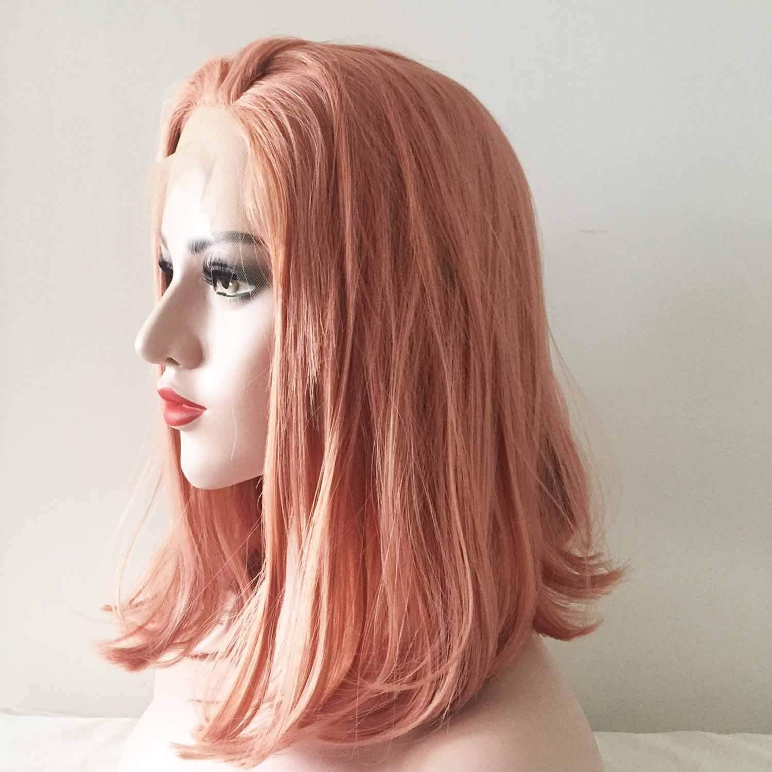 nevermindyrhead Women Lace Front Pink Side Part Shoulder Length Long Straight Hair Wig