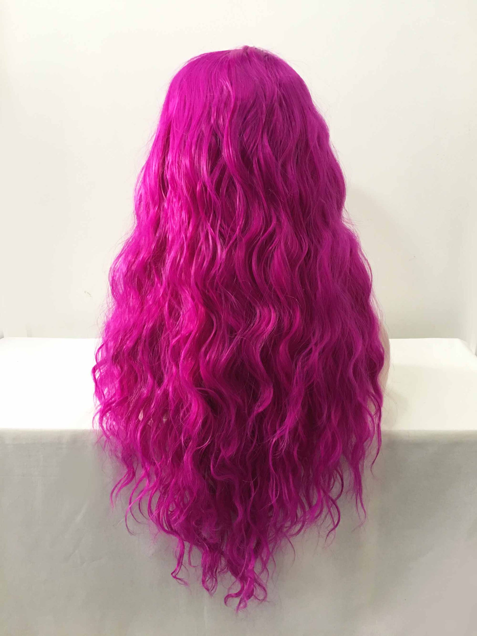 nevermindyrhead Women Lace Front Purple Red Middle Part Long Curly Wavy Thick Hair Wig