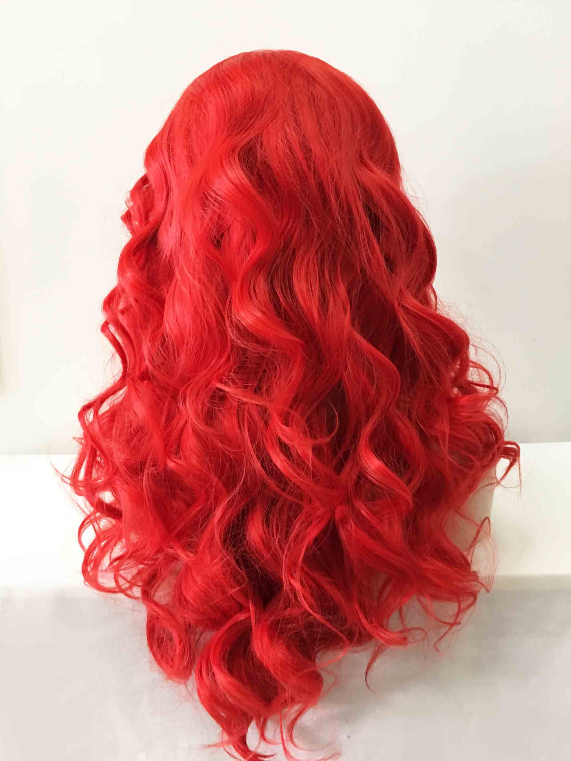 nevermindyrhead Women Lace Front Red Free Part Big Waves Curly Long Hair Costume Wig