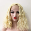 Women Blonde Lace Front Medium Length Curly Side Part Curly Wig