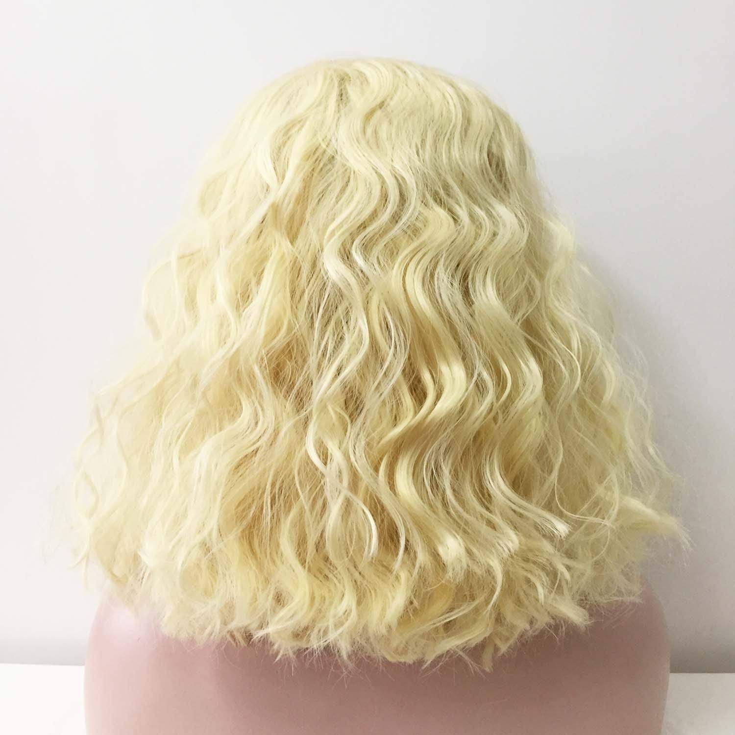 nevermindyrhead Women Lace Front Side Part Blonde Big Wave Curly Twirly Messy Curls Wig