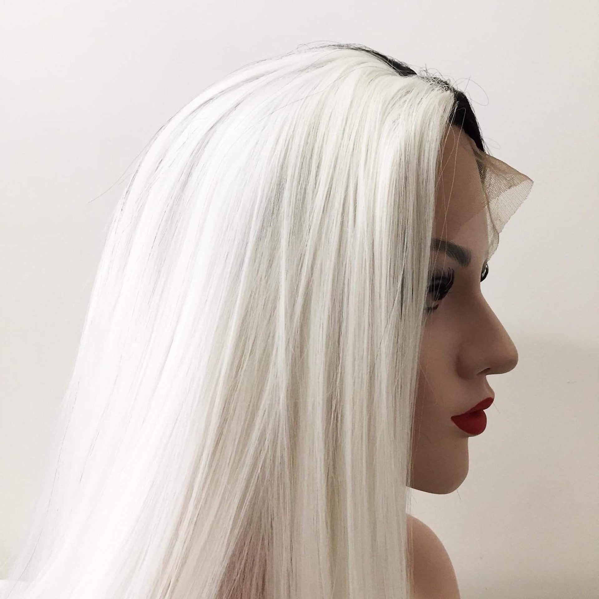 nevermindyrhead Women Lace Front Split Colors Black White Long Straight Middle Part Wig