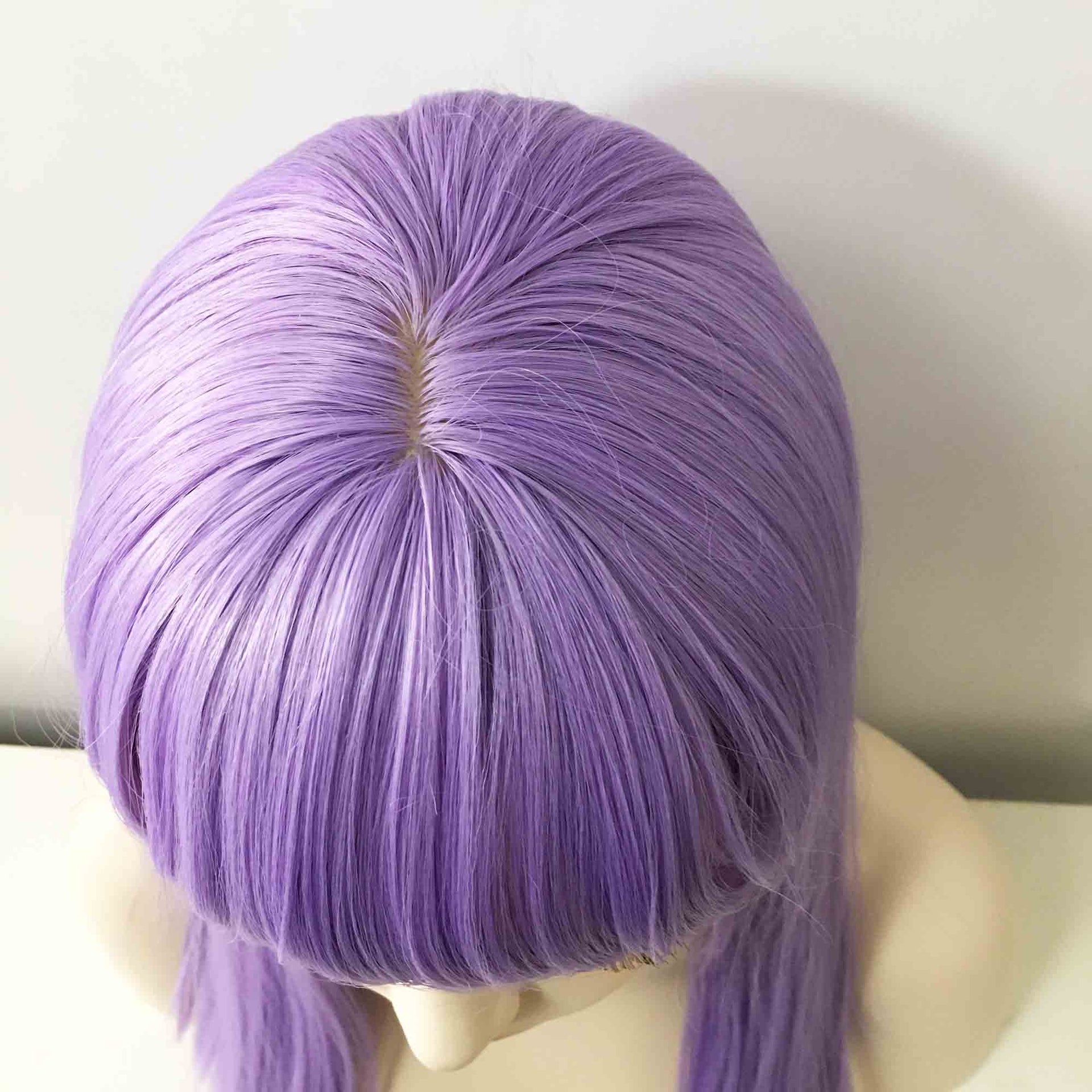 nevermindyrhead Women Lavender Purple Thick Bangs Long Straight Blunt Cut Wig