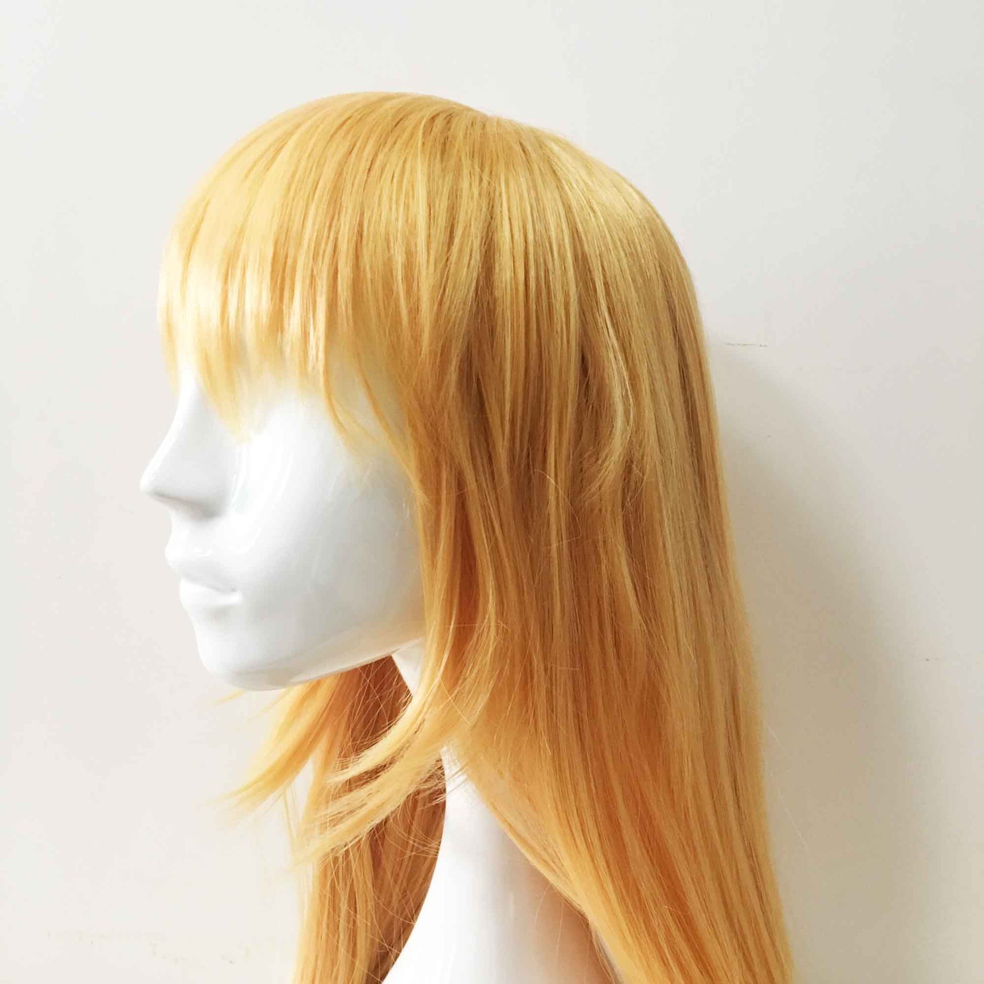 nevermindyrhead Women Light Orange Extra Long Straight Fringe Bangs Cosplay Wig