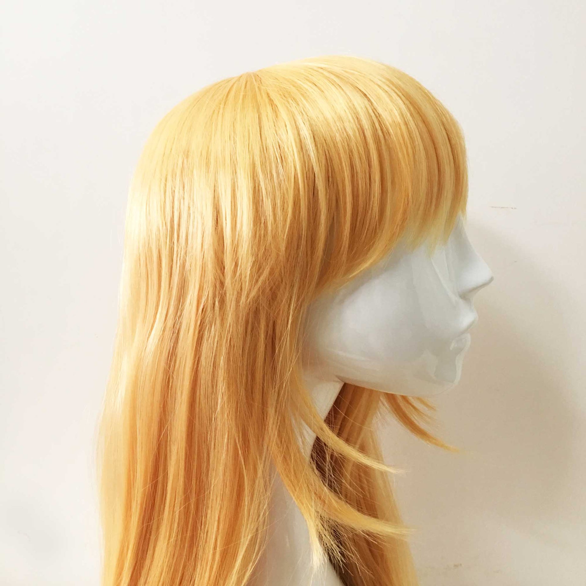 nevermindyrhead Women Light Orange Extra Long Straight Fringe Bangs Cosplay Wig