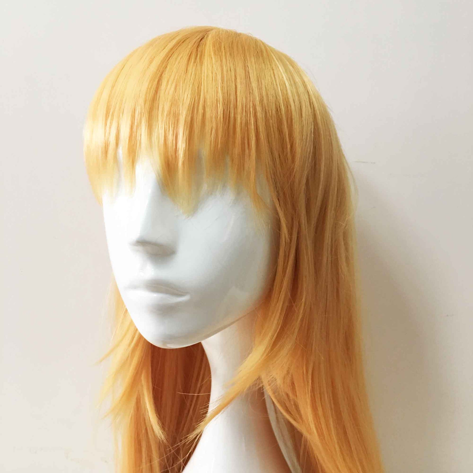 nevermindyrhead Women Light Orange Extra Long Straight Fringe Bangs Cosplay Wig