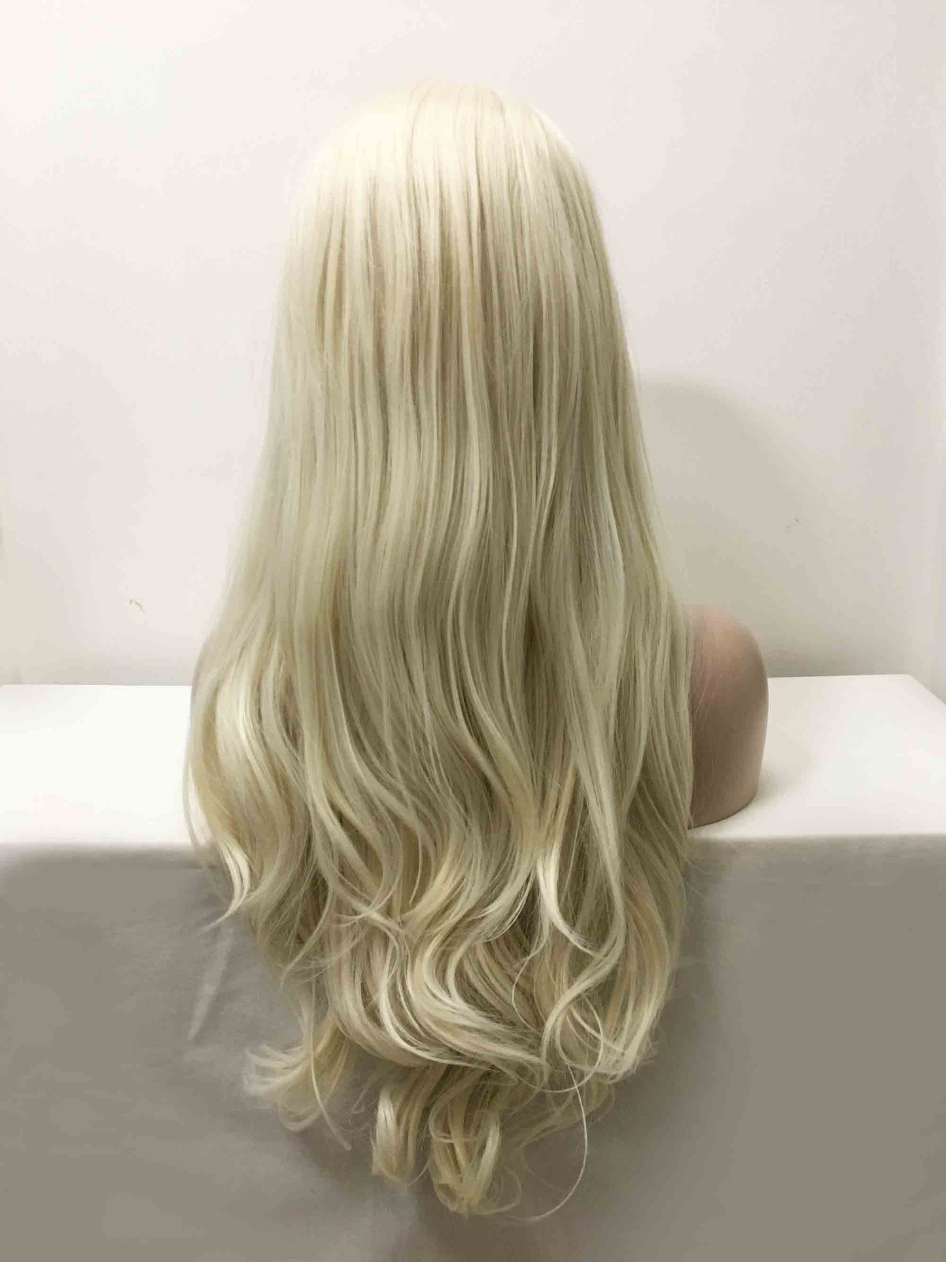 nevermindyrhead Women Light Platinum Blonde Lace Front Long Straight Middle Part Wig