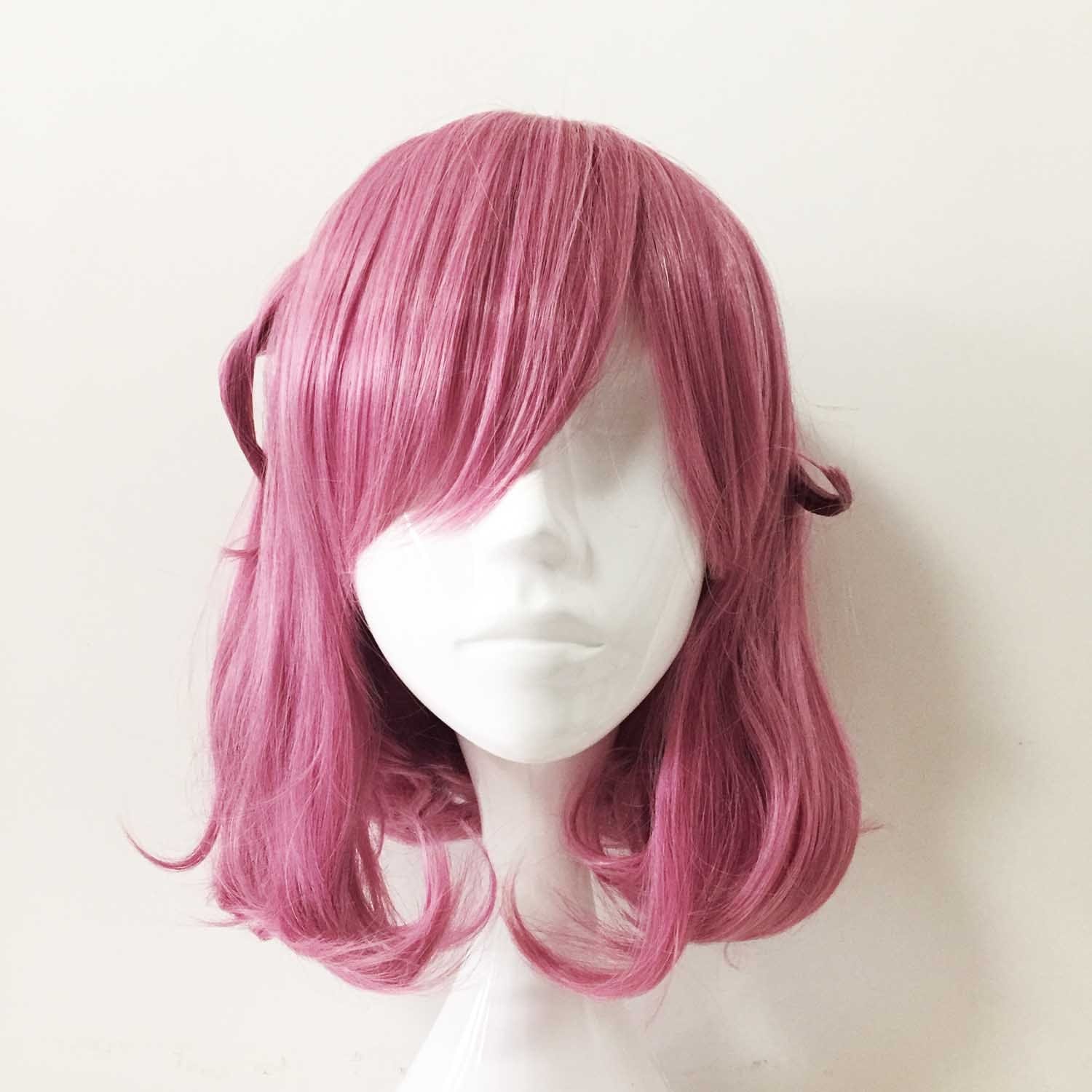 nevermindyrhead Women Magenta Pink Medium Length Straight Fringe Bangs Cosplay Wig