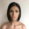 Women Natural Black Human Hair 13X6 Lace Front Short Bob Straight Side Part Wig 8 Inches