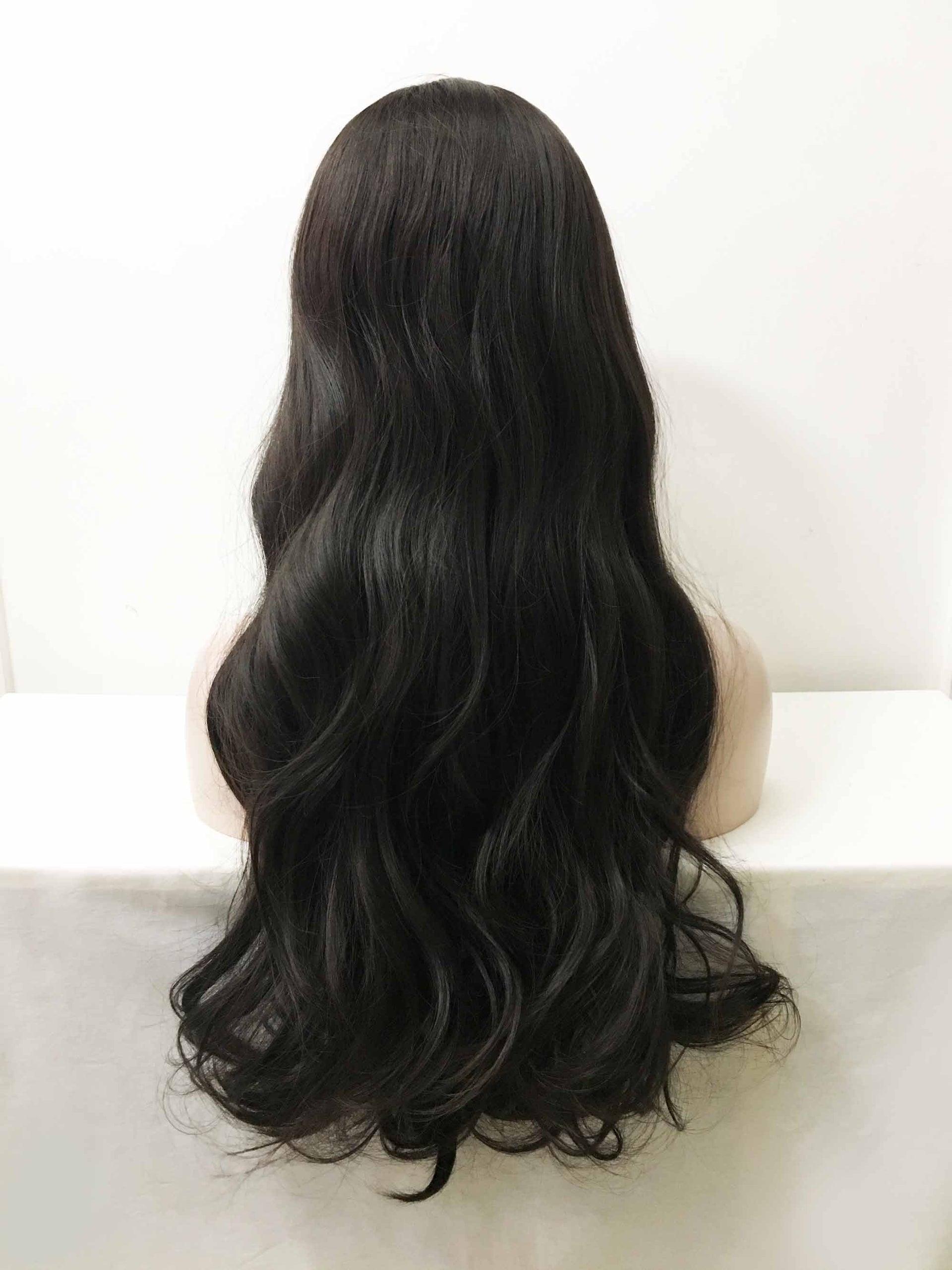 nevermindyrhead Women Natural Black Long Curly Fringe Bangs Wig