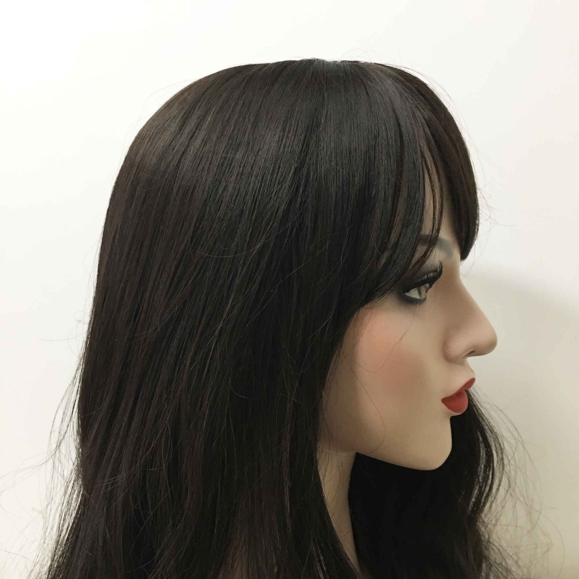 nevermindyrhead Women Natural Black Long Curly Fringe Bangs Wig