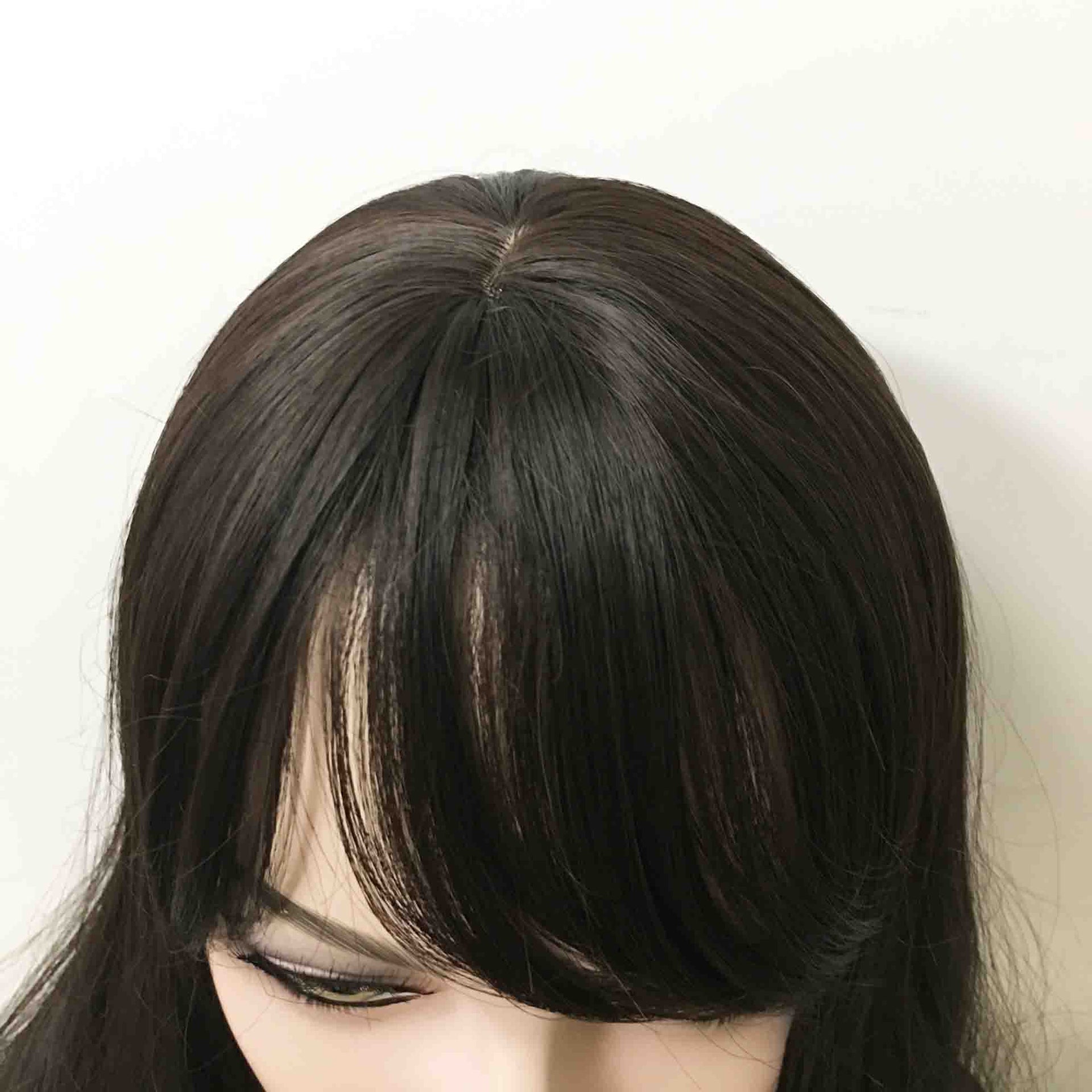 nevermindyrhead Women Natural Black Long Curly Fringe Bangs Wig