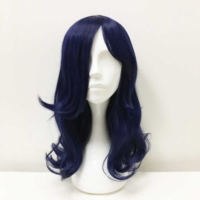 Women Navy Long Straight Long Bangs Layered Cosplay Wig