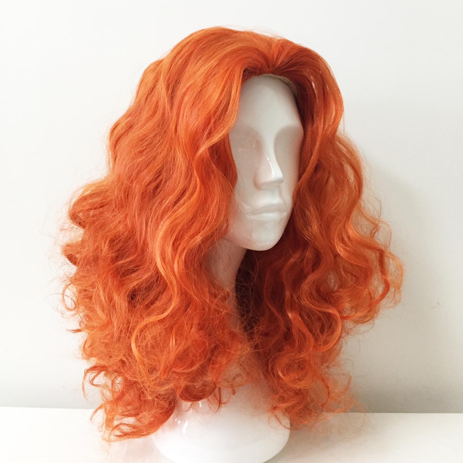 nevermindyrhead Women Orange Long Curly Slicked Back Fluffy Cosplay Wig