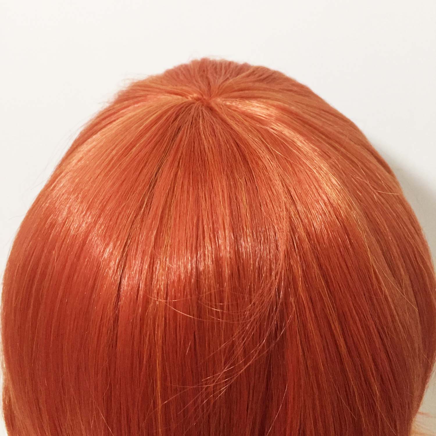 nevermindyrhead Women Orange Short Straight Fringe Bangs Layered Cosplay Wig