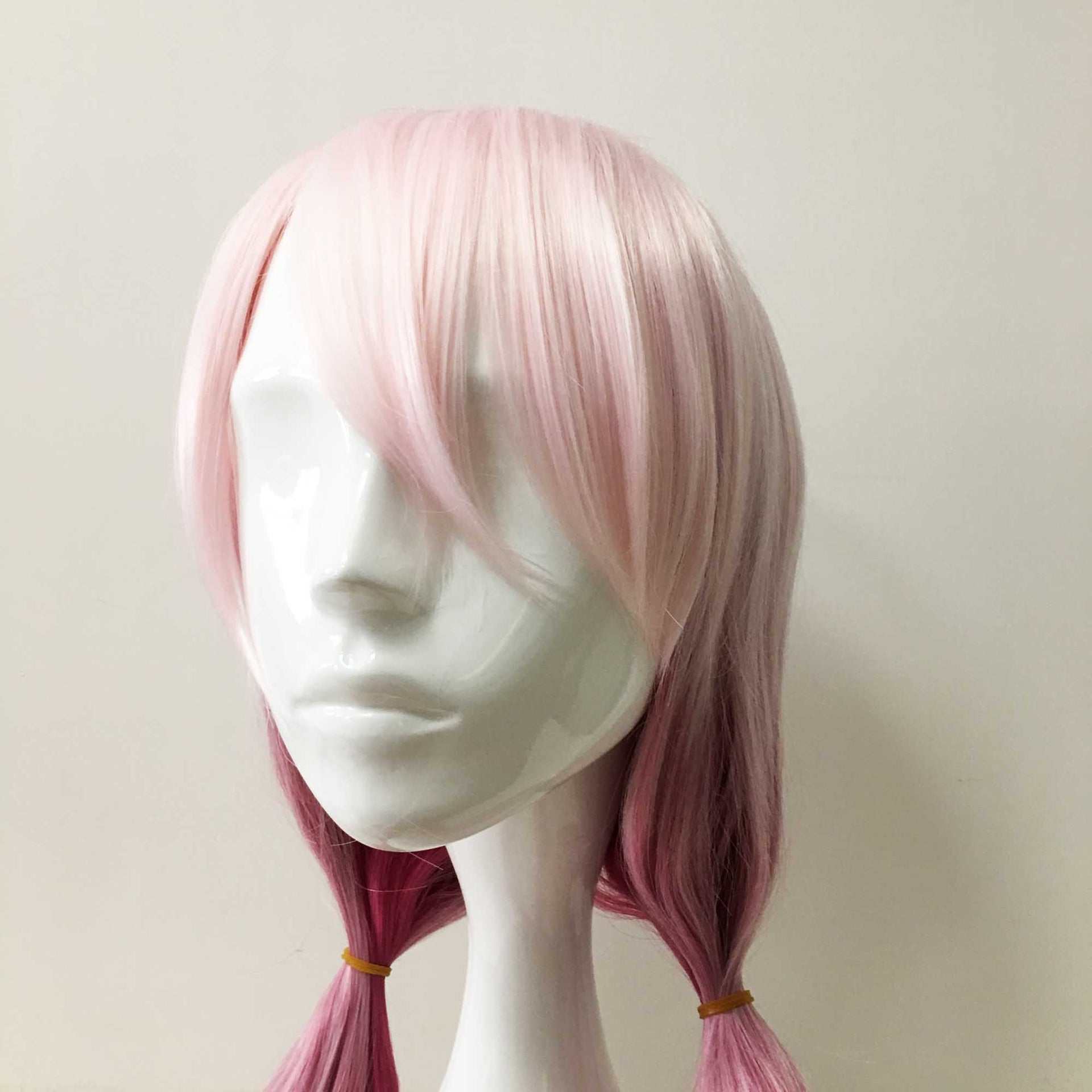 nevermindyrhead Women Pink Ombre Long Straight Ponytails Fringe Bangs Cosplay Wig