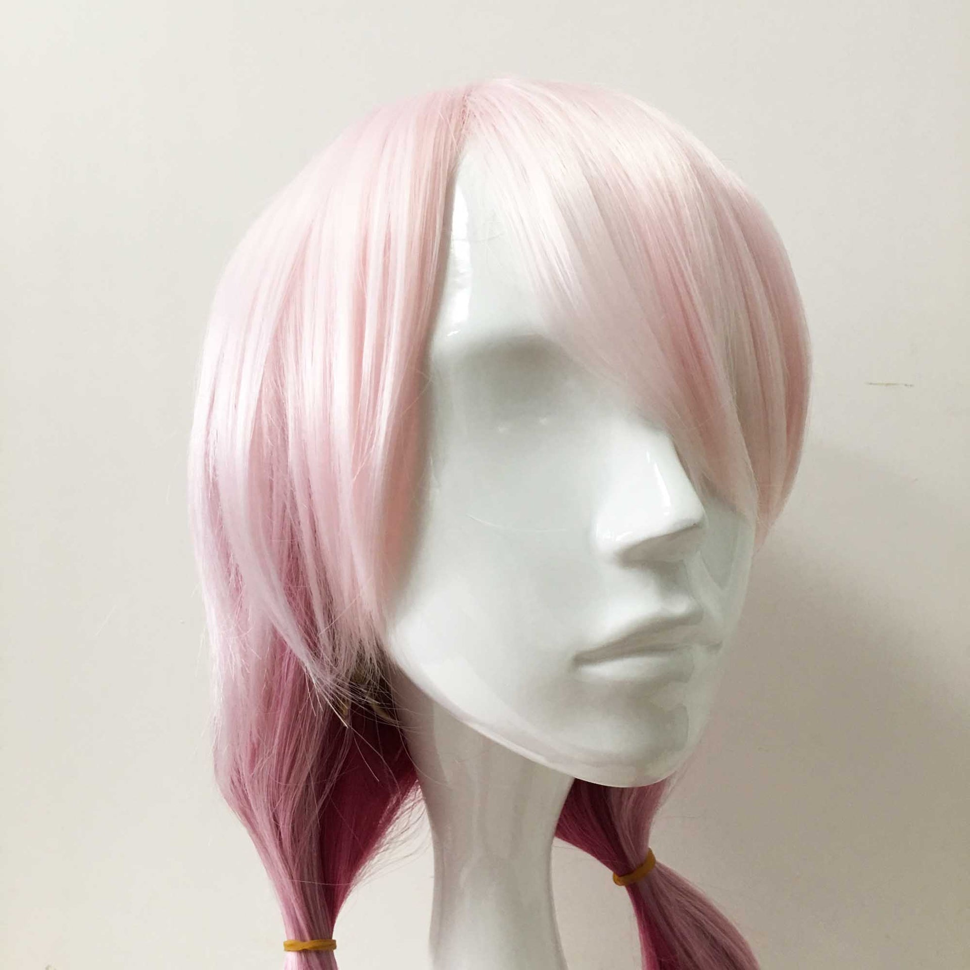 nevermindyrhead Women Pink Ombre Long Straight Ponytails Fringe Bangs Cosplay Wig