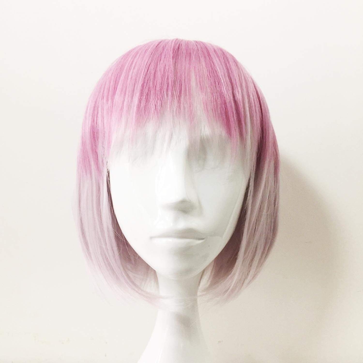 nevermindyrhead Women PinkTwo Tone Short Straight Bob Fringe Bangs Wig