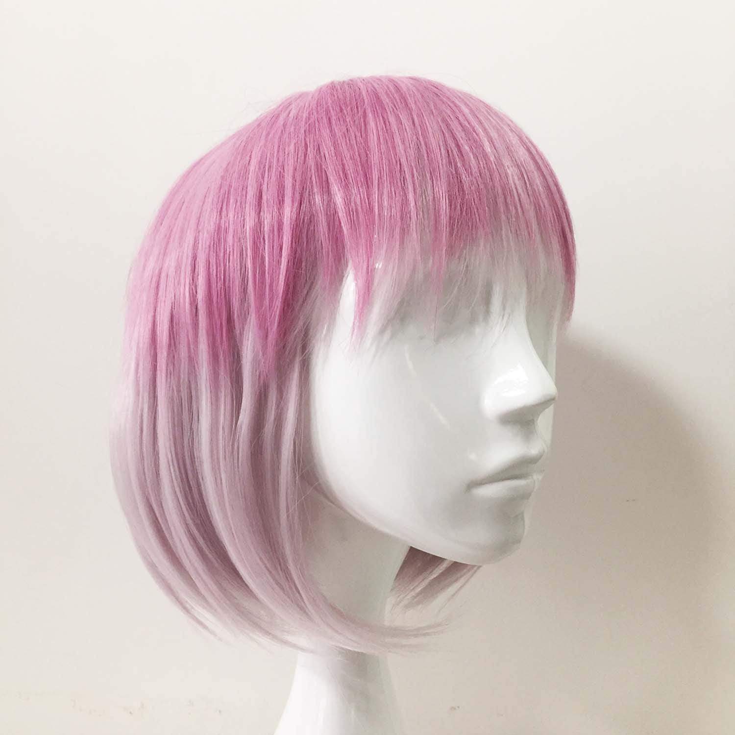 nevermindyrhead Women PinkTwo Tone Short Straight Bob Fringe Bangs Wig