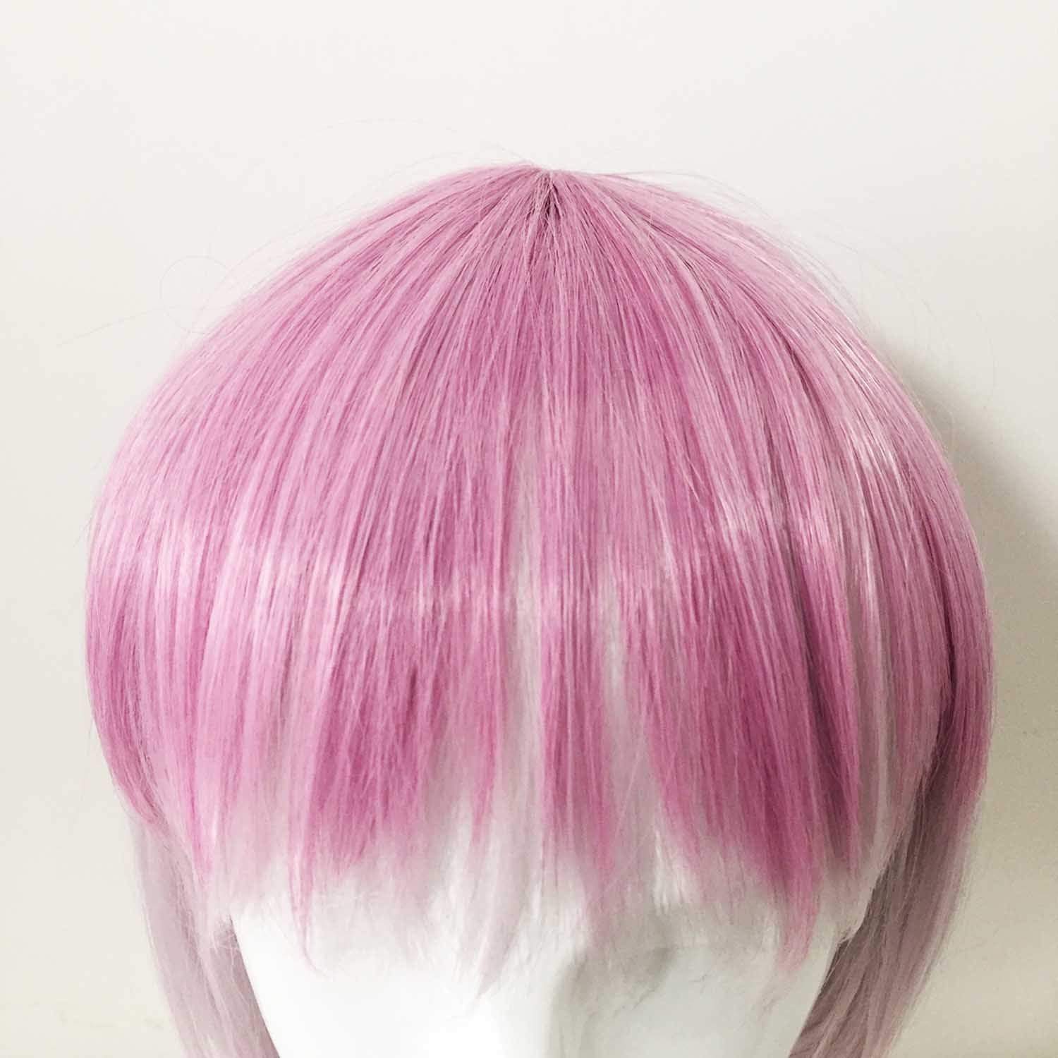 nevermindyrhead Women PinkTwo Tone Short Straight Bob Fringe Bangs Wig