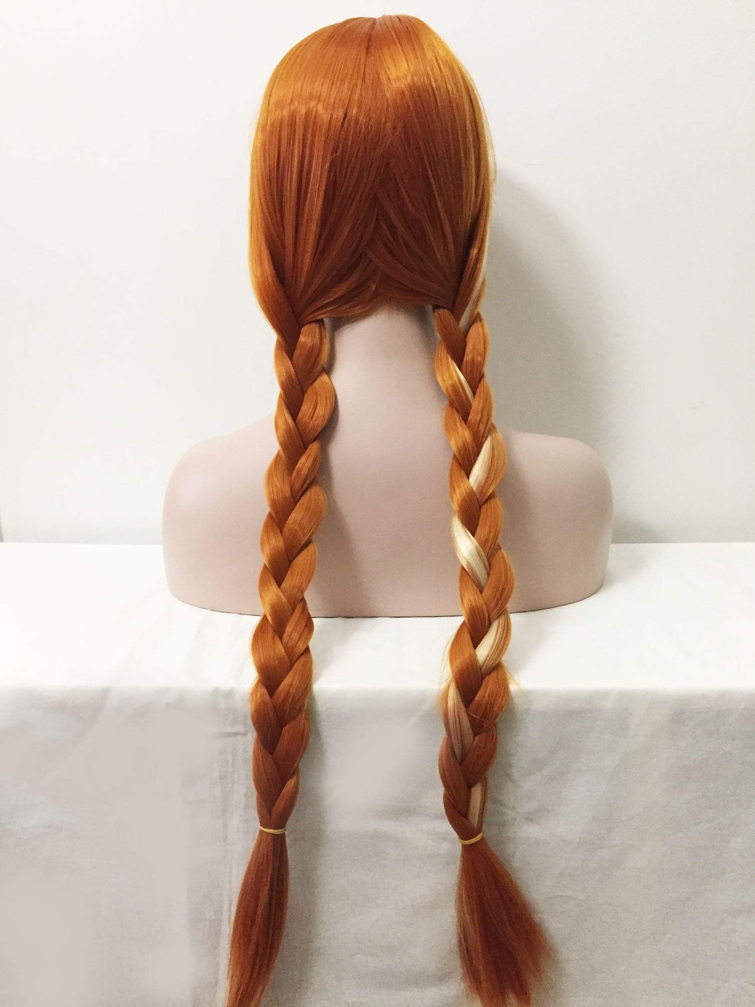 nevermindyrhead Women Princess Style Orange Braid Long Bangs Stranght Hair Wig