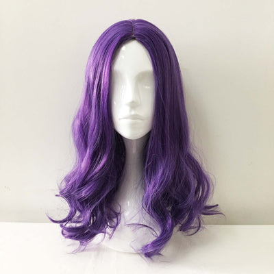 Women Purple Long Wavy Middle Part Cosplay Wig