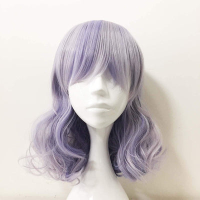 Women Purple Medium Length Fringe Bangs Cosplay wig