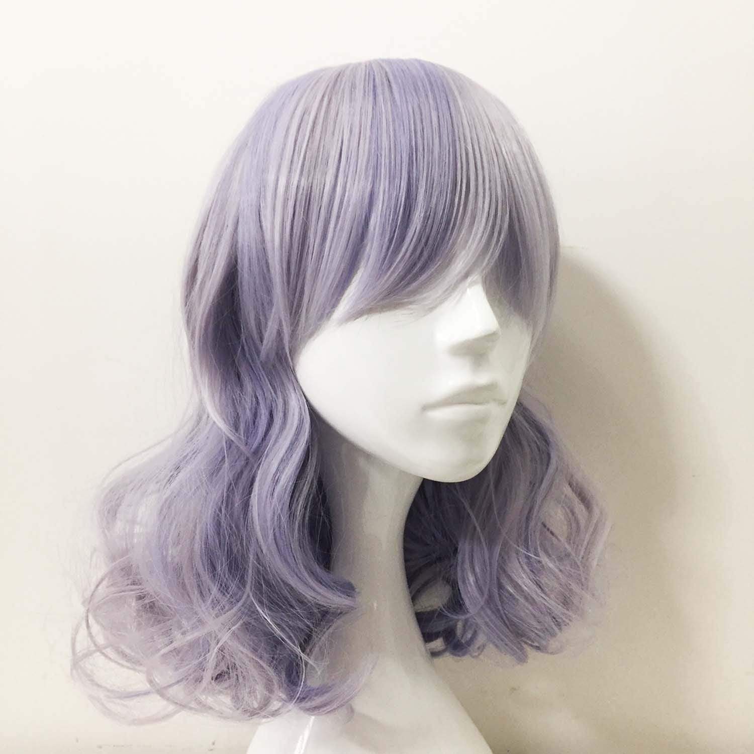 nevermindyrhead Women Purple Medium Length Fringe Bangs Cosplay wig