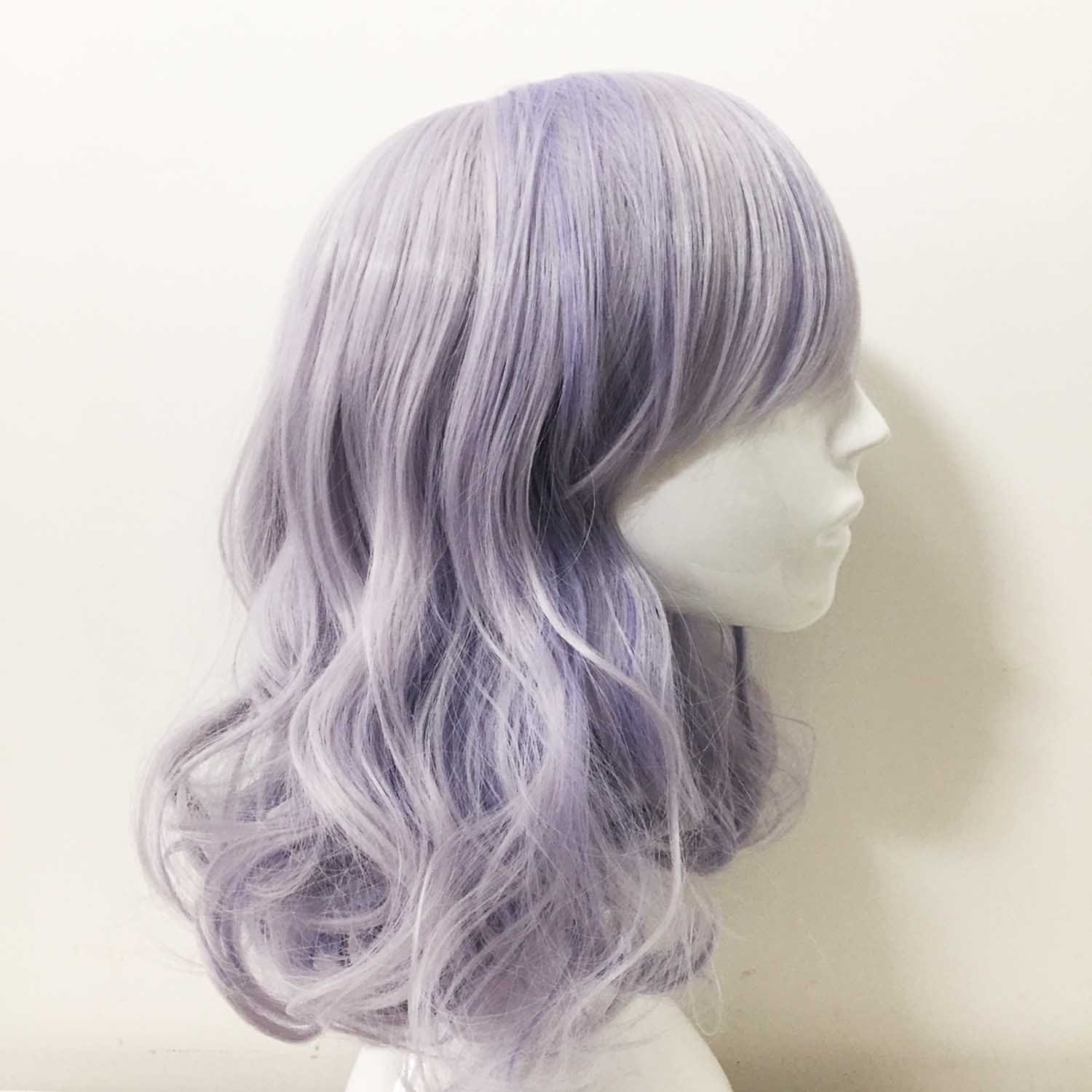 nevermindyrhead Women Purple Medium Length Fringe Bangs Cosplay wig