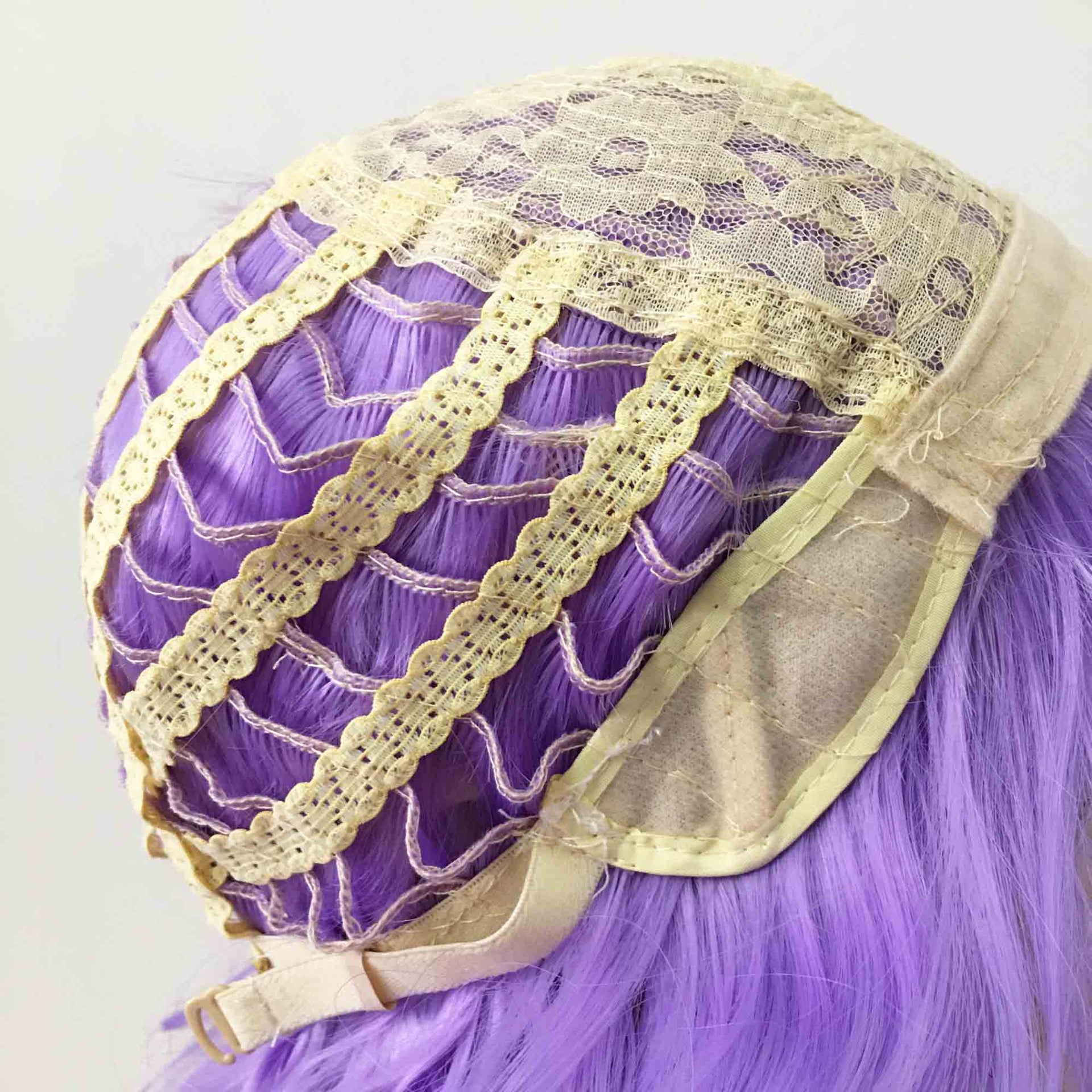 nevermindyrhead Women Purple Short Curly Fringe Bangs Lolita Wig