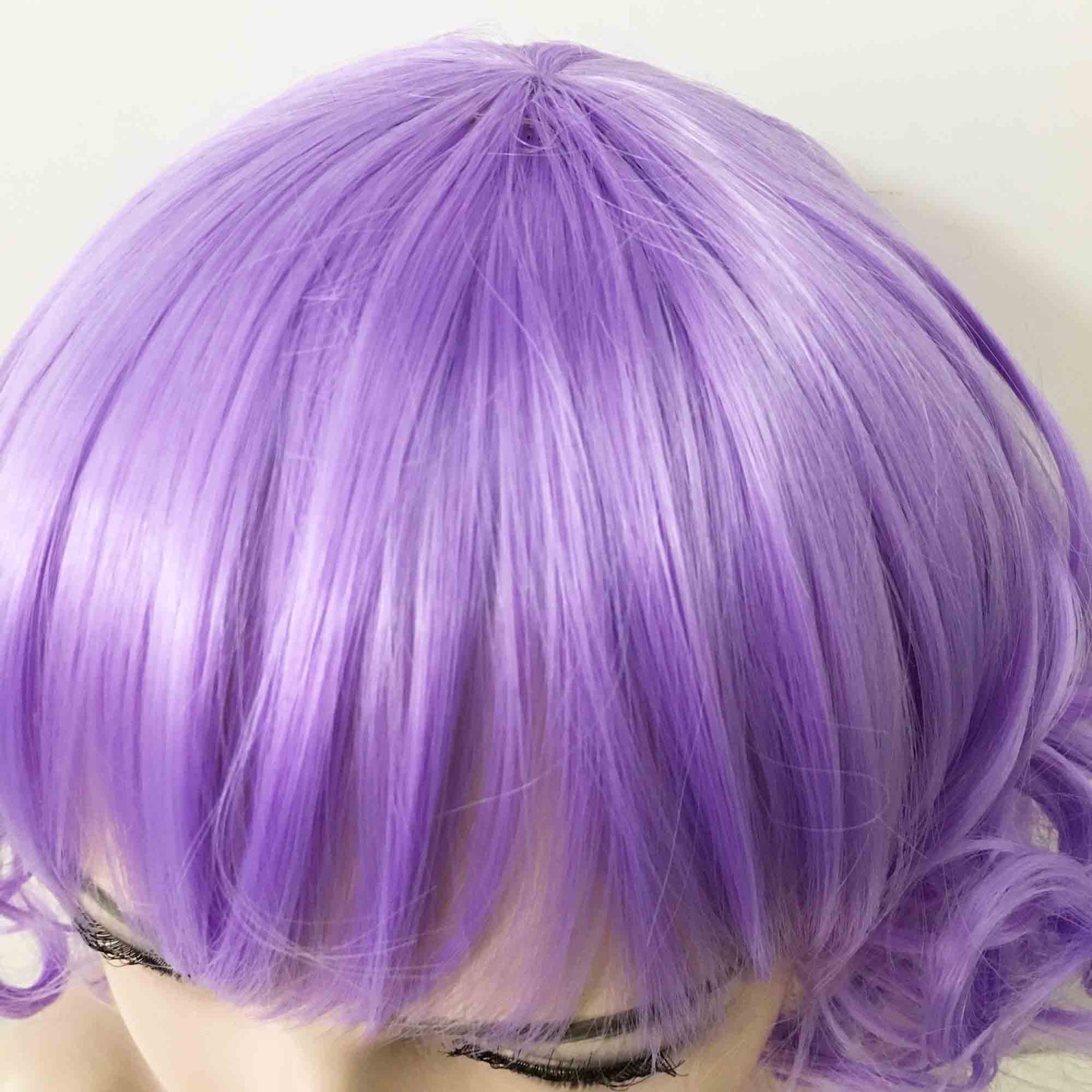 nevermindyrhead Women Purple Short Curly Fringe Bangs Lolita Wig